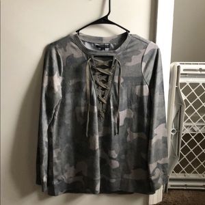 Camo lace up top